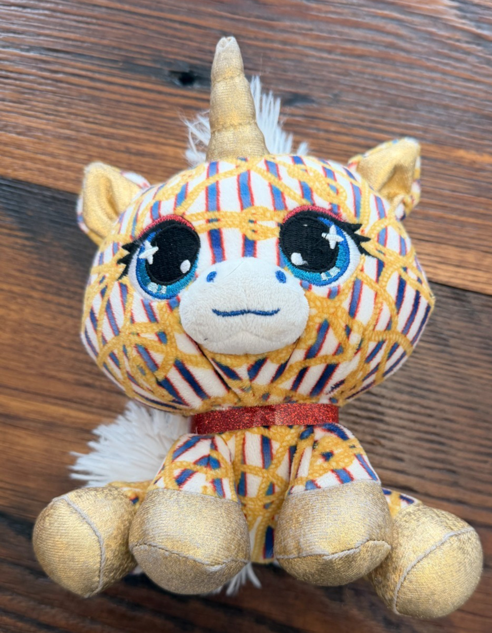 GUND P.Lushes Pets Plush Unicorn Gold Chain Striped Designer Toy 7.5"